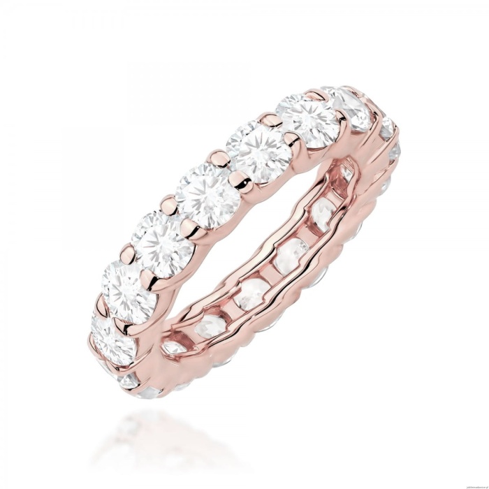 Pierścionek W0516 z diamentami laboratoryjnymi różowe złoto