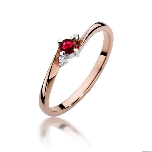 Pierścionek W346 Rubin 0,15ct różowe złoto