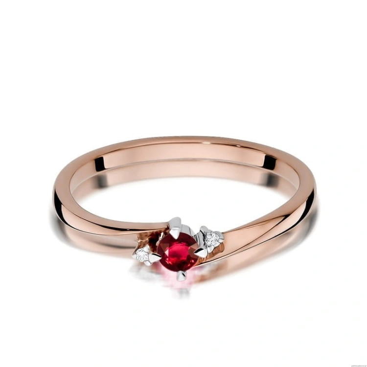 Pierścionek W346 Rubin 0,15ct różowe złoto