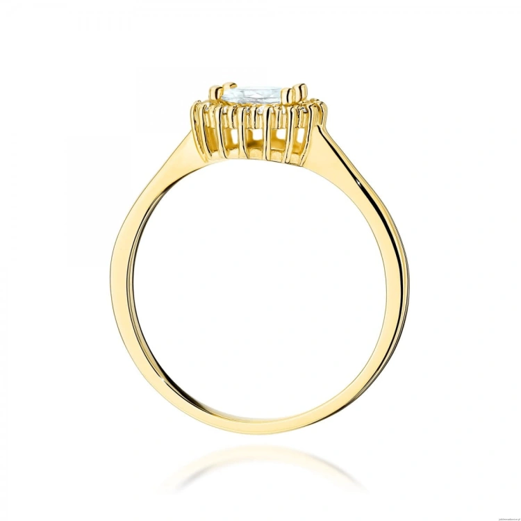 Pierścionek W0572 Biały Szafir 0,60ct żółte złoto