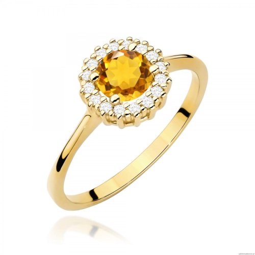 Pierścionek W0572 Cytryn 0,50ct żółte złoto