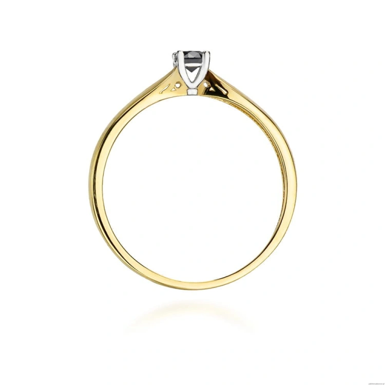 Pierścionek W045 Czarny Diament 0,12ct żółte złoto