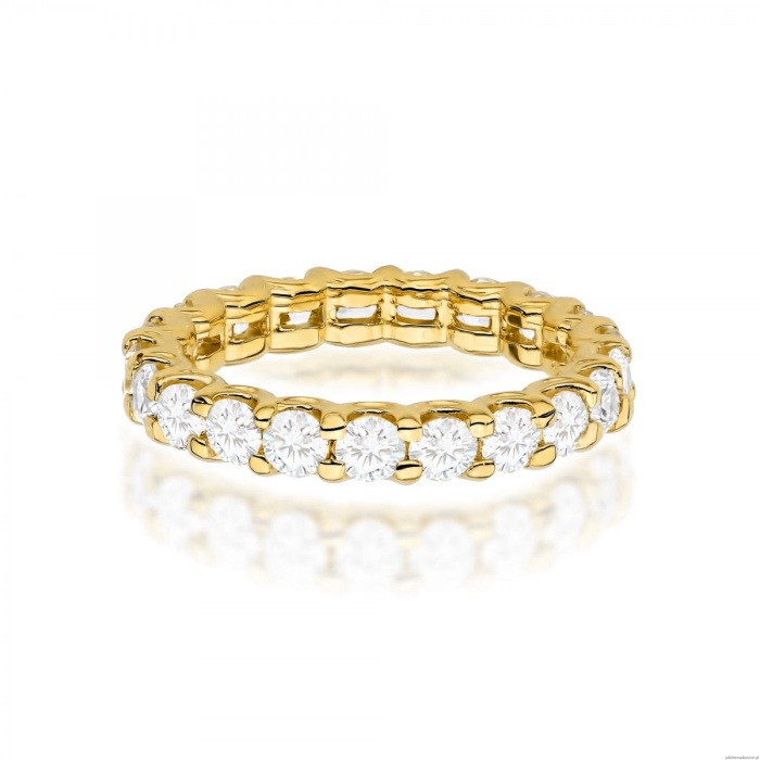 Pierścionek W0515 z diamentami laboratoryjnymi żółte złoto