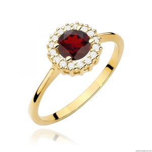 Pierścionek W0572 Granat 0,60ct żółte złoto