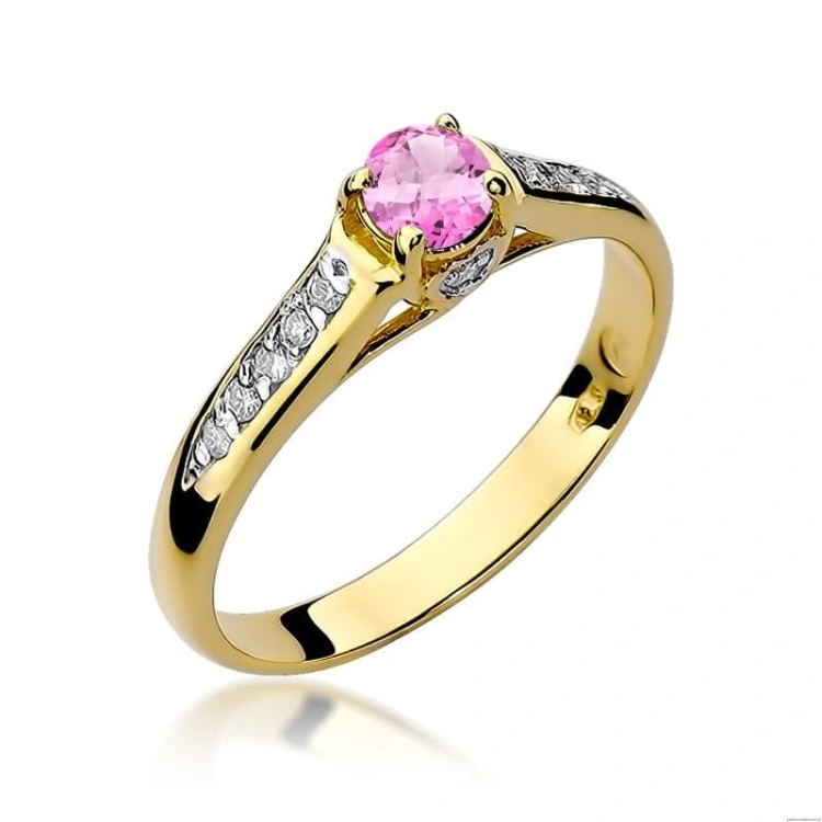 Pierścionek W016 Różowy Topaz 0,30ct żółte złoto