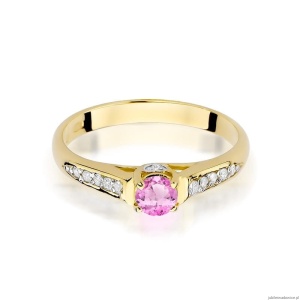 Pierścionek W016 Różowy Topaz 0,30ct żółte złoto