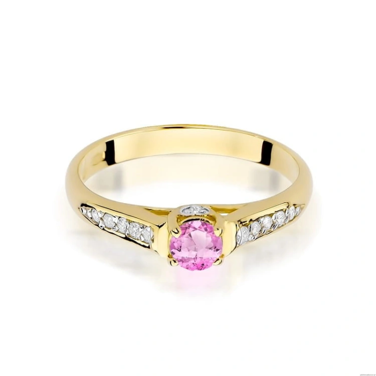 Pierścionek W016 Różowy Topaz 0,30ct żółte złoto