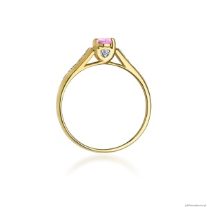 Pierścionek W016 Różowy Topaz 0,30ct żółte złoto