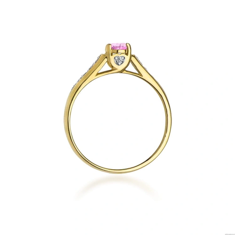 Pierścionek W016 Różowy Topaz 0,30ct żółte złoto