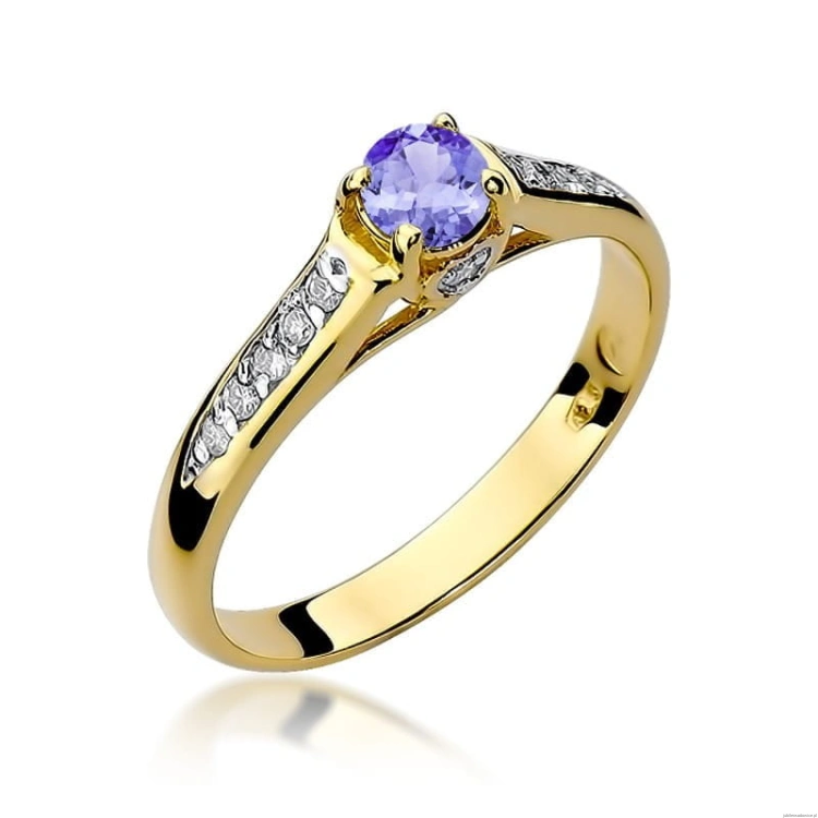 Pierścionek W016 Tanzanit 0,35ct żółte złoto