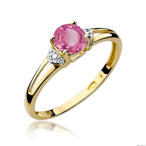 Pierścionek W039 Różowy Topaz 0,65ct żółte złoto