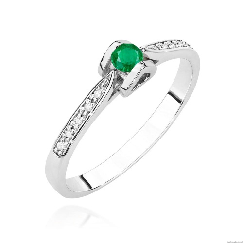 Pierścionek W0435 Szmaragd 0,15ct białe złoto