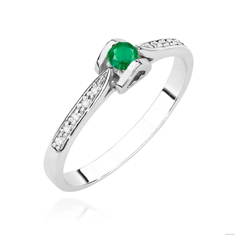 Pierścionek W0435 Szmaragd 0,15ct białe złoto