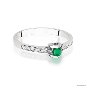 Pierścionek W0435 Szmaragd 0,15ct białe złoto