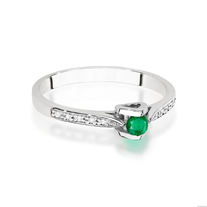 Pierścionek W0435 Szmaragd 0,15ct białe złoto