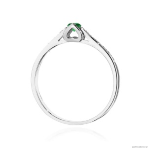 Pierścionek W0435 Szmaragd 0,15ct białe złoto