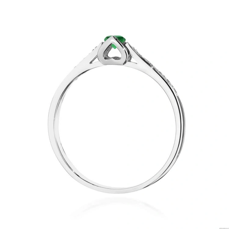 Pierścionek W0435 Szmaragd 0,15ct białe złoto