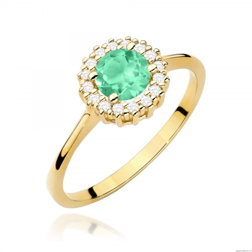 Pierścionek W0572 Szmaragd 0,50ct żółte złoto