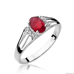 Pierścionek W005 Granat 0,50ct białe złoto