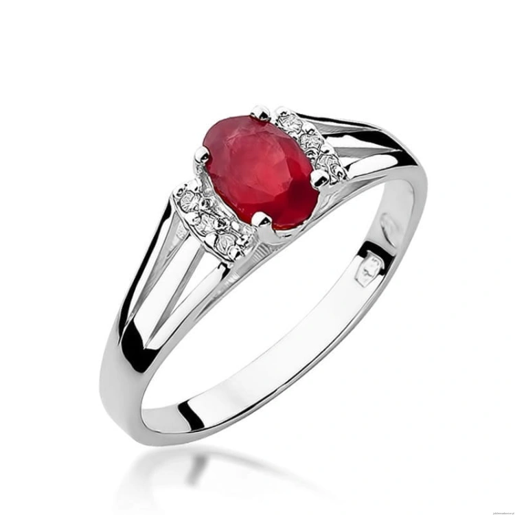 Pierścionek W005 Granat 0,50ct białe złoto