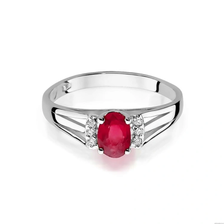 Pierścionek W005 Granat 0,50ct białe złoto