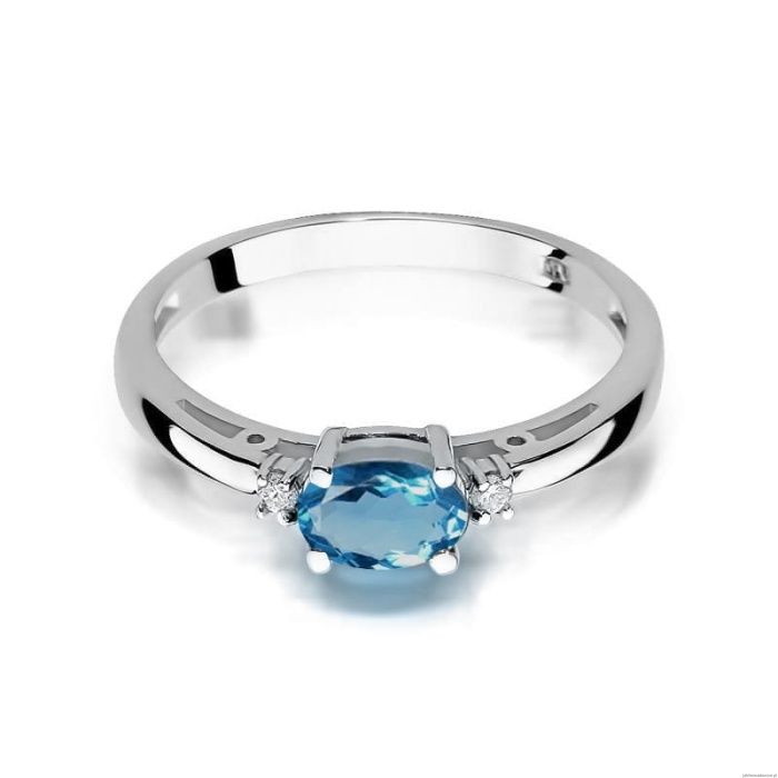 Pierścionek W006 Topaz London Blue 0,50ct białe złoto