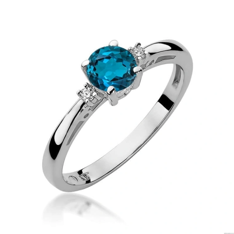 Pierścionek W010 Topaz London Blue 0,50ct białe złoto