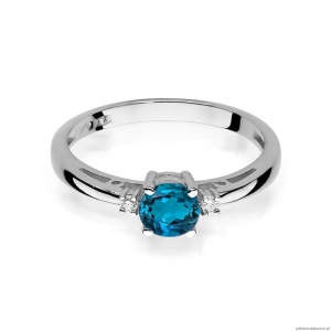Pierścionek W010 Topaz London Blue 0,50ct białe złoto