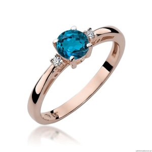 Pierścionek W010 Topaz London Blue 0,50ct różowe złoto