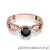 Pierścionek W014 Czarny Diament 0,50ct różowe złoto