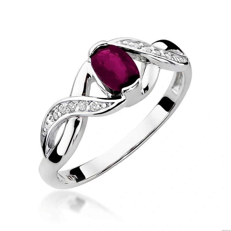Pierścionek W028 Rodolit 0,50ct białe złoto