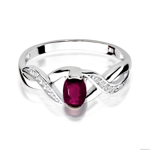 Pierścionek W028 Rodolit 0,50ct białe złoto