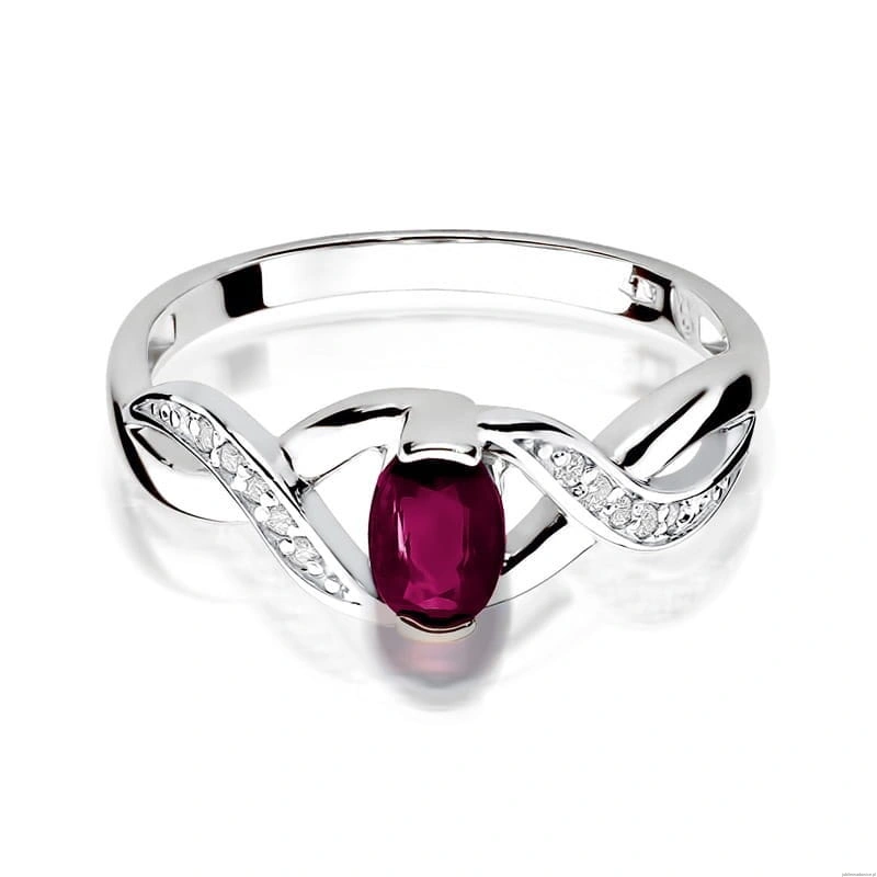 Pierścionek W028 Rodolit 0,50ct białe złoto