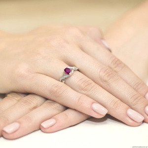 Pierścionek W028 Rodolit 0,50ct białe złoto