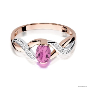 Pierścionek W028 Różowy Szafir 0,45ct różowe złoto