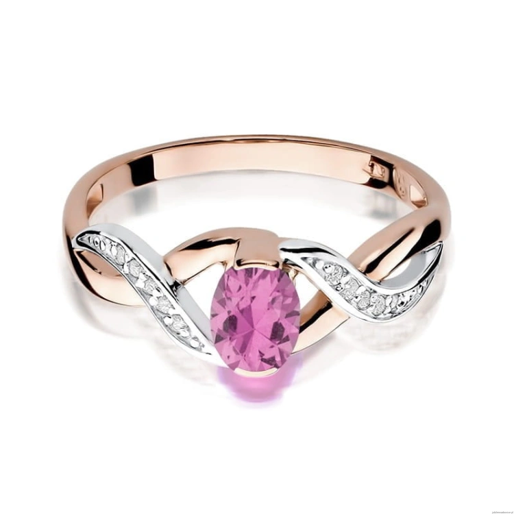 Pierścionek W028 Różowy Szafir 0,45ct różowe złoto