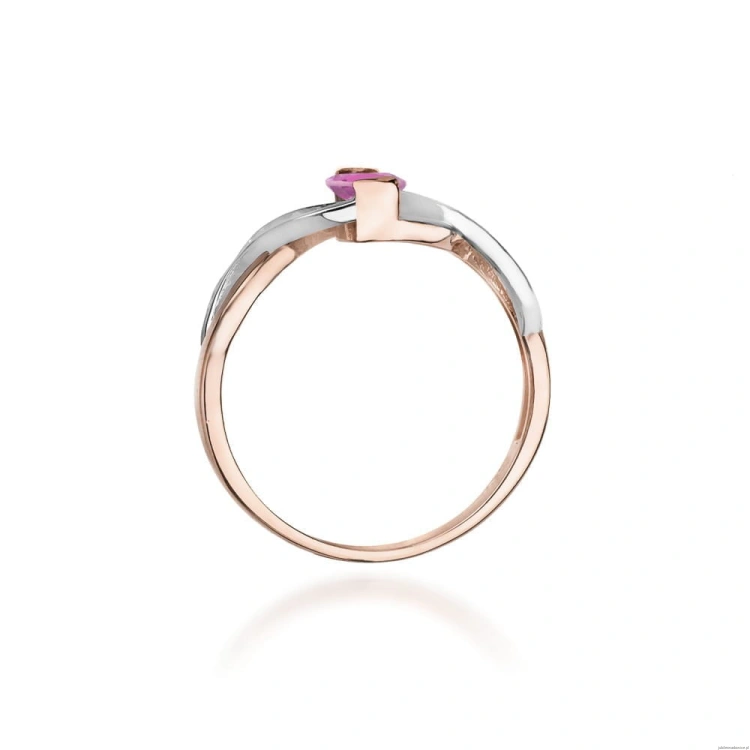 Pierścionek W028 Różowy Szafir 0,45ct różowe złoto