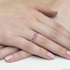 Pierścionek W039 Różowy Topaz 0,65ct różowe złoto