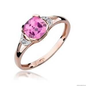 Pierścionek W040 Różowy Topaz 1,10ct różowe złoto