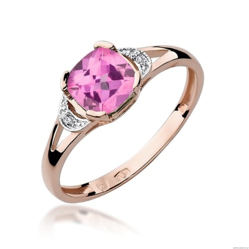 Pierścionek W040 Różowy Topaz 1,10ct różowe złoto