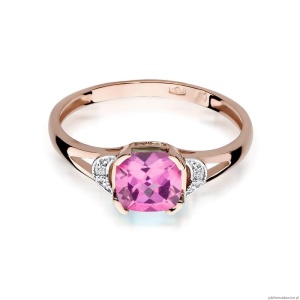 Pierścionek W040 Różowy Topaz 1,10ct różowe złoto
