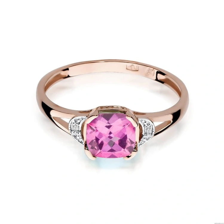 Pierścionek W040 Różowy Topaz 1,10ct różowe złoto