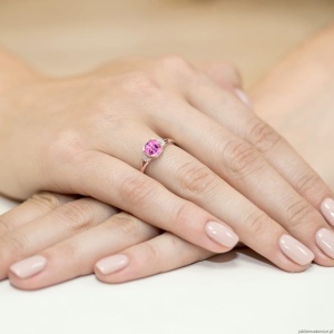Pierścionek W040 Różowy Topaz 1,10ct różowe złoto