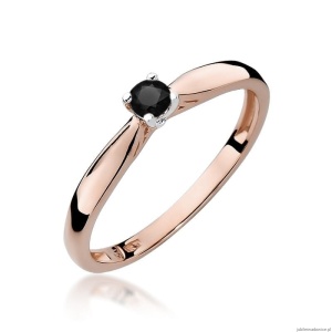 Pierścionek W045 Czarny Diament 0,12ct różowe złoto