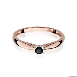 Pierścionek W045 Czarny Diament 0,12ct różowe złoto