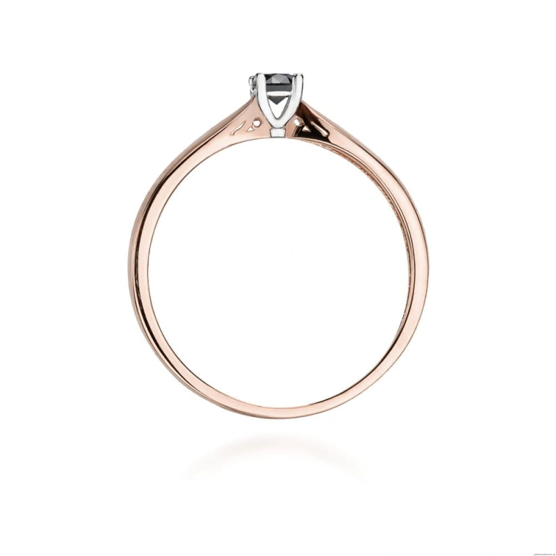 Pierścionek W045 Czarny Diament 0,12ct różowe złoto