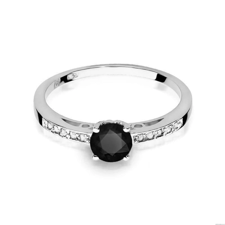 Pierścionek W066 Czarny Diament 0,50ct białe złoto