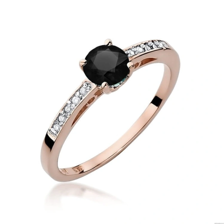 Pierścionek W066 Czarny Diament 0,50ct różowe złoto
