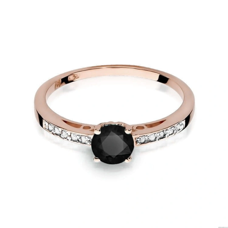 Pierścionek W066 Czarny Diament 0,50ct różowe złoto