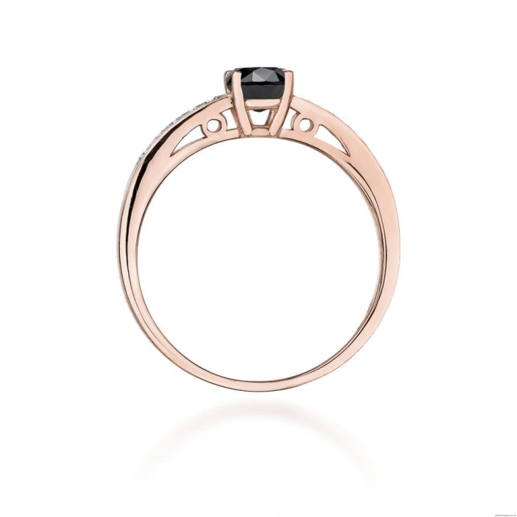 Pierścionek W066 Czarny Diament 0,50ct różowe złoto